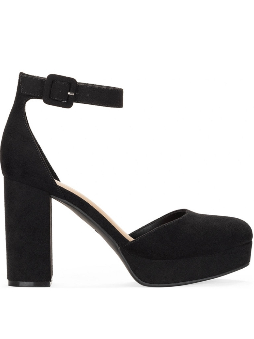 Sun + Stone New Black Ankle-Strap Block Heel Platforms Sz 12